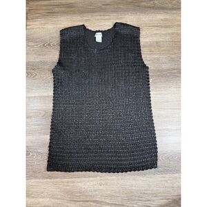 Nicola Black Popcorn Crinkle Textured Sleeveless Tank Top Women Large